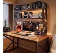 2-Tier Desktop Bookshelf with Pegboard, Multipurpose Storage Rack for Dormitory or Computer Desk, Black, 3-Tier, 115cm