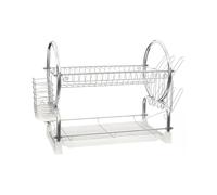 2-Tier Dish Drainer, White & Chrome