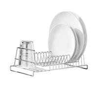 2 Tier Dish Drainer With Drip Tray Utensil Holder all Chrome Enamel Frame Glass