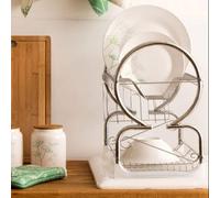 2 Tier Dish Drainer with White Plastic Tray | Laurie