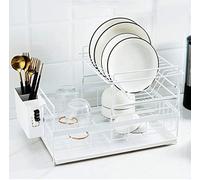 2-Tier Dish Drying Rack Kitchen Dish Drainer Space-Saving Sink Countertop Dish Rack Home Dish Drying Shelf Multifunctional Kitchen Storage
