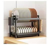 2-Tier Dish Drying Rack - Large Capacity Carbon Steel Kitchen nizer with Drainboard & sil Holder for Bowls Plates & Pots - Space-Saving Black Storage Rack (3 Tier)