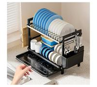 2-Tier Dish Drying Rack Large Capacity Space-Saving Kitchen nizer Rust-Resistant Carbon Steel Drainer with Drip Tray & sil Holder for Efficient Dish Storage