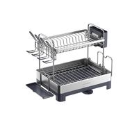 2-Tier Dish Drying Rack with Draining Board, Grey