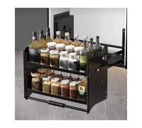2-Tier Drop Down Cabinet Organizer, Pull Down Shelf for Upper Cabinets, Aluminum Alloy Lifting Basket, Spice Storage Rack for Kitchen Balcony