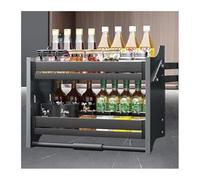 2-Tier Drop Down Cabinet Organizer, Pull Down Shelf for Upper Cabinets, Aluminum Alloy Lifting Basket, Spice Storage Rack for Kitchen Balcony