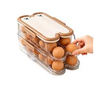 2 Tier Egg Container, Automatic Rolling Dispenser, Clear Refrigerator Organizer with Space-Saving Design, PET Fridge Storage Box Featuring Feed, Kitchen Egg Holder 5.71x6.69x12.2 inches