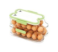 2 Tier Egg Container, Automatic Rolling Dispenser, Clear Refrigerator Organizer with Space-Saving Design, PET Fridge Storage Box Featuring Feed, Kitchen Egg Holder 5.71x6.69x12.2 inches