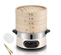 2-Tier Electric Bamboo Steamer with Timer - 1500W Healthy Vegetable Steamer, Auto Shut-Off & Boil Dry Protection for Perfect Cooking Every Time