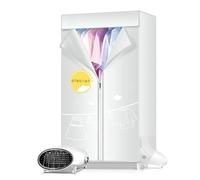 2-Tier Electric Clothes Airer Dryer Indoor, Multi-Speed Heated Drying Rack, Fast Drying, Energy-Efficient, Load 15kg, Household Clothes Dryer with Cloth Curtain (Color : Grå)