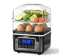 2 Tier Electric Steamer for Cooking, 4 Quart Digital Steamer with Stackable Baskets BPA Free, Fast Egg Cooker with Auto Shut-Off, Great for Vegetables, Seafood, Rice