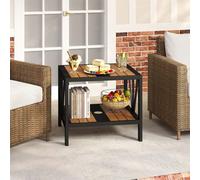 2 Tier End Table Metal Patio Coffee Table With Umbrella Hole
