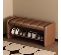 2-Tier Entryway Shoe Rack nizer with Faux Leather Seat, Metal Frame Storage Solution for Bedroom and Living Room, Stylish Hallway Furniture