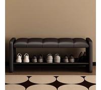 2-Tier Entryway Shoe Rack with Faux Leather Seat, Metal Frame nizer for Hallway, Bedroom, and Living Room Storage Solution