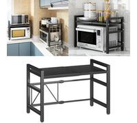 2 Tier Expandable Microwave Oven Rack Stand Storage Holder Kitchen Corner Shelf