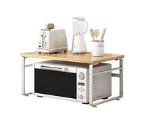 2-Tier Expandable Microwave Rack - Metal Kitchen with Divider Dish Drying Rack & Spice Shelf for Efficient Space-Saving Storage