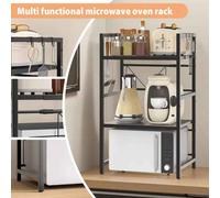 2-Tier Expandable Microwave Shelf, Metal Kitchen Storage Rack, Corner Or Desktop Use For Microwave