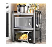 2-Tier Expandable Microwave Shelf Stand - Countertop Oven Rack & Kitchen nizer Adjustable Storage for Cabinets Space-Saving Black Design