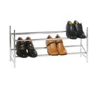 2 Tier Extendable Chrome Frame Shoe Rack Display Holder Storage Solutions