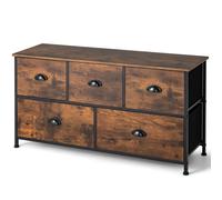 2-Tier Fabric Storage Organizer 5 Drawers Dresser Organizer Chest of Drawers COSTWAY Brown One Size