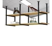 2-Tier Floating Ceiling Shelf - Overhead Storage Rack for Kitchen Pots & Pans, Bar & Wine Holder - Adjustable Sizes: 60/80/100/120/150 cm (130x30x80 cm)