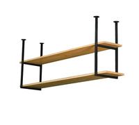 2-Tier Floating Ceiling Shelves - Wall Mounted Kitchen Organizer Rack, Wine Holder & Display Shelf for Home Decor, Space-Saving Storage