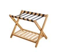 2 Tier Folding Luggage Rack - X-Shape Suitcase Stand for Guest Room & Hotel, Supports 176 lbs, Space-Saving Design, Brown - Ideal for Bedrooms & Travel