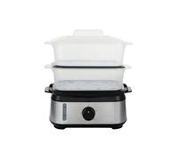 2 Tier Food Steamer with Timer, Stainless Steel Electric Vegetable Steamer for Fish, Rice & Healthy Cooking, Dishwasher Safe Bowls, 800W