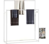 2 Tier Free Standing Towel Rail Rack - Metal Bath Towel Holder Stand in White Black and Grey (60x22x100cm) - Stylish and Space-Saving Bathroom nizer KeYJ