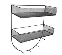 2 Tier Fridge Side Hanging Rack Versatile Black Seasoning Shelf for Kitchen Organization