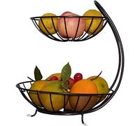 2 Tier Fruit Basket Iron Multifunctional Fruit Etagere, Stable Metal Fruit Bowl Decorative Desktop Storage Baskets, Storage Basket Tray for Fruit Snack