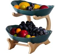 2-Tier Fruit Basket Stand, Multi-Layer Plastic Fruit Bowl Set for Kitchen