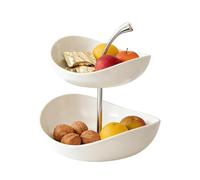 2 Tier Fruit Bowl Multi Layer Ceramic Serving Bowls, Detachable Fruit Holder, Fruit Holder for Kitchen Countertop, Plastic Food Basket for Kitchen, Party, Restaurant, Vegetable, Snacks