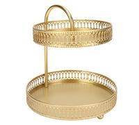 2 Tier Fruit Tray Gold Elegant Large Capacity Decorative Multi Purpose Cupcake Stand for Home Party Kitchen