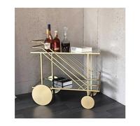 2-Tier Glass & Metal Rolling Bar Cart - Stylish Coffee/Wine Island Serving Trolley with Wheels Modern Storage Solution for Kitchen & Home Moveable Design