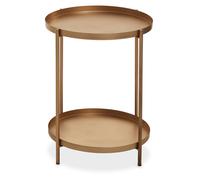 2 Tier Gold Side Table, Geometric Design Round End Table with Metal Tops, Contemporary Bedside Table Premier Housewares Gold One Size