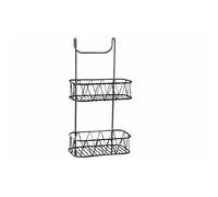 (2 Tier, Grey) Over Door Shower Screen Caddy Non Rusty Plastic Coated Hanging Bathroom