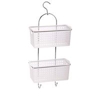 2 Tier Hanging Bath Shower Caddy With Hook Plastic Basket Organiser Rack Tidy by O2H