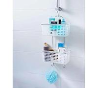 2 Tier Hanging Shower Caddy Plastic Bathroom Organiser Unit Shower Rack Storage Caddy with Extra Deep Baskets