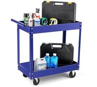 2-Tier Heavy-Duty Metal Utility Cart with Wheels, 330 Lbs Capacity Steel Rolling Tool Storage Organizer for Garage, Workshop, Warehouse and Repair Shop