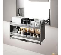 2-Tier Heavy-Duty Wall Cabinet - Adjustable Pull-Out & Down Shelf, Sturdy Storage Brackets for Kitchen, Bathroom, & Bedroom Cabinets - Maximize Space & Efficiency