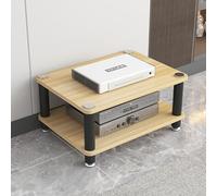 2 Tier HiFi Audio Rack Stainless Steel Media Stand for Stereo Components Light Walnut Finish 60x40x30cm Stylish 4 Layer Design Perfect for Home Entertainment.