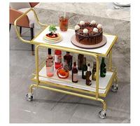 2-Tier Hotel Room Service Cart with Reinforced Frame High-Temperature Resistance Coating Enhanced Protection Rails and 3-Inch Brake Wheels for Easy Mobility
