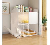2-Tier Indoor Cat Playpen, Diy Metal Cat Cage With Semi-Enclosed Design, 70X45X70Cm, Ideal For Kittens, Balcony & Indoor Outdoor Use, Durable & Spacious Pet Enclosure,70x45x80