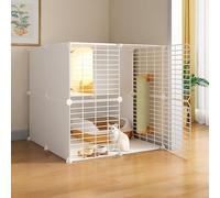 2-Tier Indoor Cat Playpen, Diy Metal Cat Cage With Semi-Enclosed Design, 70X45X70Cm, Ideal For Kittens, Balcony & Indoor Outdoor Use, Durable & Spacious Pet Enclosure,70x70x70cm