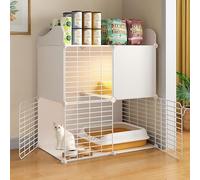 2-Tier Indoor Cat Playpen, Diy Metal Cat Cage With Semi-Enclosed Design, 70X45X70Cm, Ideal For Kittens, Balcony & Indoor Outdoor Use, Durable & Spacious Pet Enclosure,70 cm L x 35 cm W x 80 cm H