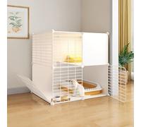 2-Tier Indoor Cat Playpen, Diy Metal Cat Cage With Semi-Enclosed Design, 70X45X70Cm, Ideal For Kittens, Balcony & Indoor Outdoor Use, Durable & Spacious Pet Enclosure,70x45x70