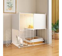 2-Tier Indoor Cat Playpen, Diy Metal Cat Cage With Semi-Enclosed Design, 70X45X70Cm, Ideal For Kittens, Balcony & Indoor Outdoor Use, Durable & Spacious Pet Enclosure,70x35x70