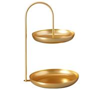 2-Tier Iron Display Tower, Serving Platter for Fruit, Dessert, Cakes, Cookies, Candy Storage Organizer, Stylish Baking Tray