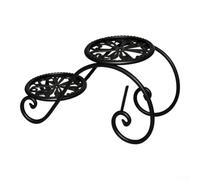 2 Tier Iron Plant Stand S-Shape Black Flower Shelf(Black) | S-shaped curved frame, hollow disc pattern, retro modern blend, stable base, fits living room